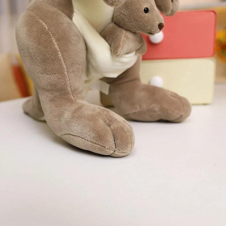 Mother & Baby Kangaroo Plush Toy – Soft Stuffed Animal Set – Cute Funny Kangaroo Doll – Kids Birthday Gift – Australia Wildlife Toy