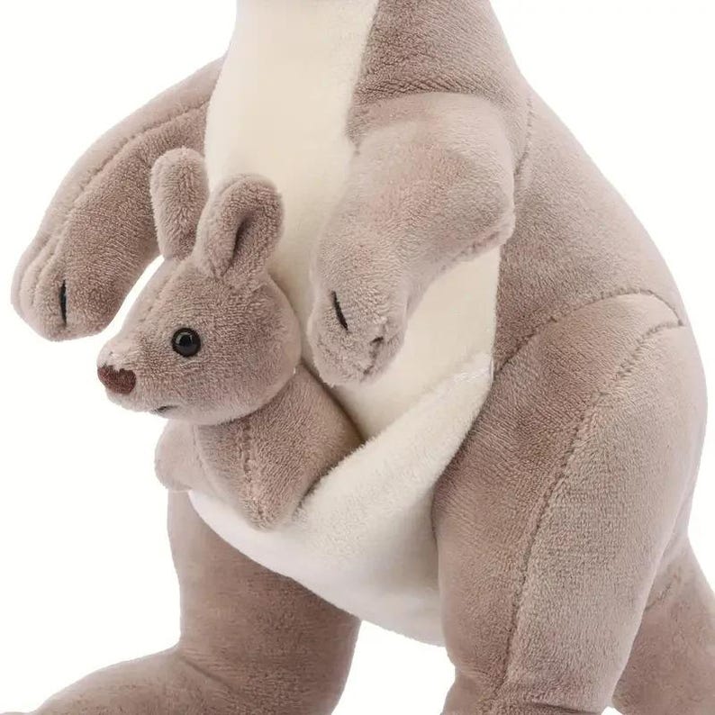 Mother & Baby Kangaroo Plush Toy – Soft Stuffed Animal Set – Cute Funny Kangaroo Doll – Kids Birthday Gift – Australia Wildlife Toy